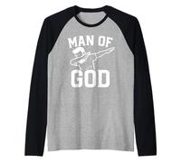 Dab for Jesus Father’s Day Man of God Christian Dad Funny Manche Raglan