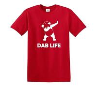 Dab Life T-shirt amusant pour enfants en peluche panda animal dabbing mignon, T-shirt rouge imprimé blanc, 9-11 ans