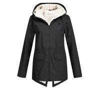DABAOK Aline Manteau Grande Taille en Peluche Solide Plus Épais Chaud Femmes Manteau à Capuche Taille Coupe-Vent Hiver Extérieur Manteau Femme, Noir , 3XL