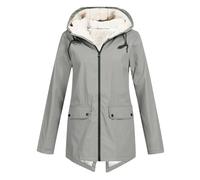 DABAOK Aline Manteau Grande Taille en Peluche Solide Plus Épais Chaud Femmes Manteau à Capuche Taille Coupe-Vent Hiver Extérieur Manteau Femme, gris, M