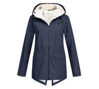 DABAOK Aline Manteau Grande Taille en Peluche Solide Plus Épais Chaud Femmes Manteau à Capuche Taille Coupe-Vent Hiver Extérieur Manteau Femme, bleu marine, 3XL