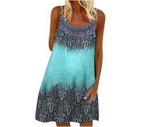 DABAOK Robes d'été sans manches pour femme - Camisole ample - Robe de vacances, de loisirs, de travail, bleu, XXL