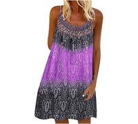 DABAOK Robes d'été sans manches pour femme - Camisole ample - Robe de vacances, de loisirs, de travail, violet, XL