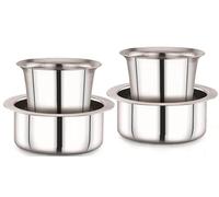 Dabara - Service à thé et café Dabara en acier inoxydable - Lot de 4 gobelets à café du sud de l'Inde du Sud - Verres de service - Gobelets de service Dabara en acier inoxydable - Capacité de 200 ml