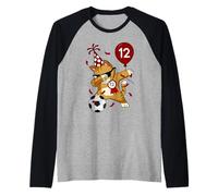 Dabbing Cool Cat Football Football 12ème Anniversaire Manche Raglan