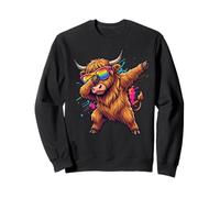 Dabbing Highland Cattle Sunglasses Kids Boys Cow Lover Sweatshirt