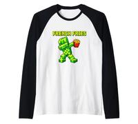 Dabbing Pixel Green Character French Fries Funny Gaming Shir Manche Raglan