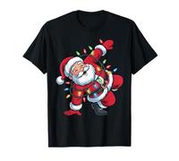 Dabbing Santa Funny Christmas Lights Party Vibes T-Shirt