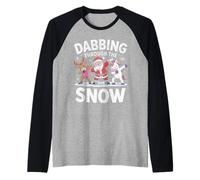 Dabbing Through The Snow Santa Funny Dab Christmas Christmas Manche Raglan