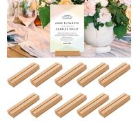 DabbOo 10Pcs Porte Carte Bois 10*3*2cm Porte-Cartes Rectangulaires en Bois pour Mariage Bois Support Photo Carte en Bois Comme Décoration pour Mariage, Restaurants, Mariages, Banquets et Fêtes