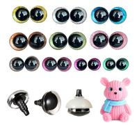 DabbOo 20 Yeux de Sécurité Pailletés pour Crochet, 5 Tailles (12-20mm) | Yeux pour Peluche avec Rondelles, Yeux Brillants pour Amigurumi, Poupées DIY et Jouets en Peluche