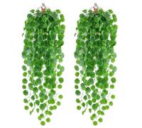 DabbOo 2Pcs Plantes Artificielles Plantes Suspendues Artificielles Faux Feuille Verte Lierre Vigne Plantes Murales Suspendue Faux Lierre pour Jardin, Panier Suspendu, Couloir, Décoration Murale