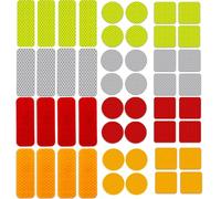 DabbOo 48Pcs Autocollant Réfléchissant pour Voiture Bande Reflechissante Fluorescente D'avertissement Adhesives Reflecteurs Velo Reflechissant Stickers Convient Aux Voitures Casque Motos Scooters