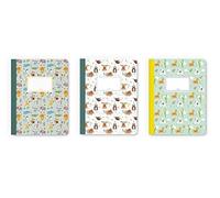 dabelino® Lot de 3 cahiers A5 pour enfants : lignés (animaux de la jungle, paresseux, lama) - cahiers de devoirs, carnet d'écriture, cadeau pour la rentrée des classes, pour garçons et filles