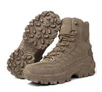 DabinFa Bottes tactiques imperméables pour hommes, chaussures de combat de randonnée en plein air légères (Brown,38)