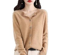 DabinFa Cardigans en Cachemire pour Femmes, Cardigan en Cachemire, Pull en Cachemire pour Femmes, col en V tricoté boutonné sur Le Devant, Hauts décontractés à la Mode (Chameau,TG)