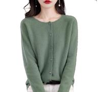 DabinFa Cardigans en Cachemire pour Femmes, Cardigan en Cachemire, Pull en Cachemire pour Femmes, col en V tricoté boutonné sur Le Devant, Hauts décontractés à la Mode (Vert,M)