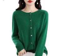 DabinFa Cardigans en Cachemire pour Femmes, Cardigan en Cachemire, Pull en Cachemire pour Femmes, col en V tricoté boutonné sur Le Devant, Hauts décontractés à la Mode (Vert foncé,Grand)