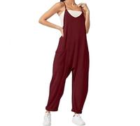 DabinFa Combinaison de maternité, Combinaison de Grossesse, Combinaison surdimensionnée S Grossesse pour Femme, Combinaison (Wine Red,L)