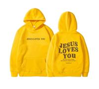 DabinFa Jesus Sweatshirt,Jesus Loves You Hoodie,Christian Faith Sweatshirts Gift for Men WomenJesus Hoodies (Yellow,M)