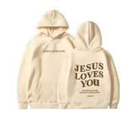 DabinFa Jesus Sweatshirt,Jesus Loves You Hoodie,Christian Faith Sweatshirts Gift for Men WomenJesus Hoodies (Khaki,S)