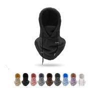 DabinFa Masque de Ski Chaud d'hiver, Capuche en Polaire Sherpa Chaude, Cagoule de Ski Chaude réglable Coupe-Vent, adaptée à l'équitation en Plein air en Hiver (Black)