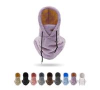 DabinFa Masque de Ski Chaud d'hiver, Capuche en Polaire Sherpa Chaude, Cagoule de Ski Chaude réglable Coupe-Vent, adaptée à l'équitation en Plein air en Hiver (Purple)