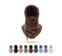 DabinFa Masque de Ski Chaud d'hiver, Capuche en Polaire Sherpa Chaude, Cagoule de Ski Chaude réglable Coupe-Vent, adaptée à l'équitation en Plein air en Hiver (Brown)