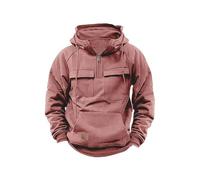DabinFa Mens Hoodies, Quarter Zip Sweatshirts Pullover Men Tactical Jacket Sweatshirt Tactical Workout Hoodie (Pink,Grand)