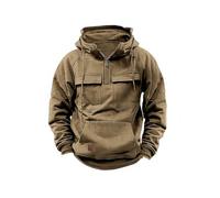 DabinFa Mens Hoodies， Quarter Zip Sweatshirts Pullover Men Tactical Jacket Sweatshirt Tactical Workout Hoodie (Khaki,Grand)