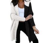 DabinFa Pulls pour Femmes 2024, Cardigans légers pour Femmes, Cardigans Confortables pour Femmes, Cardigan d'automne pour Femmes, vêtements d'extérieur à Blocs de Couleurs (Noir,Grand)