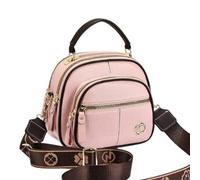 DabinFa Sac bandoulière Bousalutend pour femme, sac à bandoulière vintage en cuir avec large bandoulière réglable (Light pink)
