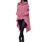 DabinFa Sweat à Capuche Haut et Bas pour Femme, Pull à Manches Longues à Ourlet asymétrique, Sweat-Shirt Tunique avec Poche, Haut Ample décontracté (Light Pink,TTG)