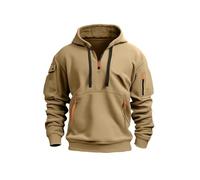 DabinFa Sweat à Capuche Tactique pour Hommes, Sweat à Capuche à Manches Quart, décontracté, à la Mode, avec Poches, (Khaki,S)