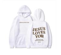 DabinFa Sweat-Shirt jésus, Sweat à Capuche jésus t'aime, Sweat-Shirts de Foi chrétienne Cadeau pour Hommes Sweats à Capuche jésus (White,Grand)