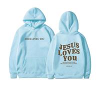DabinFa Sweat-Shirt jésus, Sweat à Capuche jésus t'aime, Sweat-Shirts de Foi chrétienne Cadeau pour Hommes Sweats à Capuche jésus (Light Blue,TG)