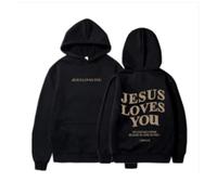 DabinFa Sweat-Shirt jésus, Sweat à Capuche jésus t'aime, Sweat-Shirts de Foi chrétienne Cadeau pour Hommes Sweats à Capuche jésus (Black,Grand)
