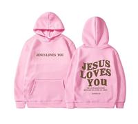 DabinFa Sweat-Shirt jésus, Sweat à Capuche jésus t'aime, Sweat-Shirts de Foi chrétienne Cadeau pour Hommes Sweats à Capuche jésus (Light Pink,M)