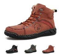 DabinFa Vilobel Men’s Safety Work Boots - Non Slip Orthopedic Work Shoes with Protective Toe, Waterproof Lightweight (Brown,43)