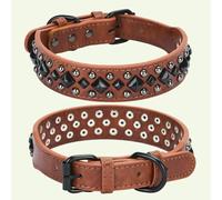 DaBingDian 1 pièce Collier Vintage en Cuir épais pour Chien de Compagnie, Collier Anti-Morsure et Protection du Cou. Convient aux Chiens de Taille Moyenne à Grande.