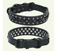 DaBingDian 1 pièce Collier Vintage en Cuir épais pour Chien de Compagnie, Collier Anti-Morsure et Protection du Cou. Convient aux Chiens de Taille Moyenne à Grande.