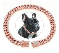 DaBingDian Collier cubain en Diamant, Collier de Promenade en chaîne métallique avec Boucle de sécurité pour Chiens de Petite et Moyenne Race 1 pièce