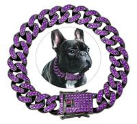 DaBingDian Collier cubain en Diamant, Collier de Promenade en chaîne métallique avec Boucle de sécurité pour Chiens de Petite et Moyenne Race 1 pièce