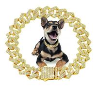 DaBingDian Collier cubain en Diamant, Collier de Promenade en chaîne métallique avec Boucle de sécurité pour Chiens de Petite et Moyenne Race 1 pièce