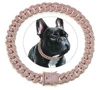 DaBingDian Collier cubain en Diamant, Collier de Promenade en chaîne métallique avec Boucle de sécurité pour Chiens de Petite et Moyenne Race 1 pièce