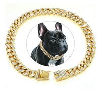 DaBingDian Collier cubain en Diamant, Collier de Promenade en chaîne métallique avec Boucle de sécurité pour Chiens de Petite et Moyenne Race 1 pièce