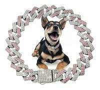 DaBingDian Collier cubain en Diamant, Collier de Promenade en chaîne métallique avec Boucle de sécurité pour Chiens de Petite et Moyenne Race 1 pièce