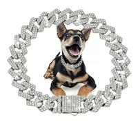 DaBingDian Collier cubain en Diamant, Collier de Promenade en chaîne métallique avec Boucle de sécurité pour Chiens de Petite et Moyenne Race 1 pièce