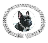 DaBingDian Collier cubain en Diamant, Collier de Promenade en chaîne métallique avec Boucle de sécurité pour Chiens de Petite et Moyenne Race 1 pièce