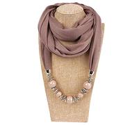 Dabixx Womens Neckerchief Anneau Écharpe Colliers Perles Solide Couleur Bijoux Châle 13#